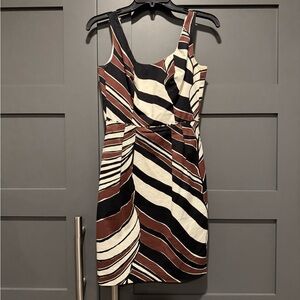 Trina Turk One Shoulder Dress - Black, Brown, Cream